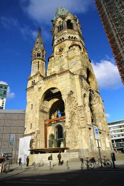 Berlin Tyskland Februari 2015 Kaiser Wilhelm Memorial Church Sammansatt Ruinerna Royaltyfria Stockfoton