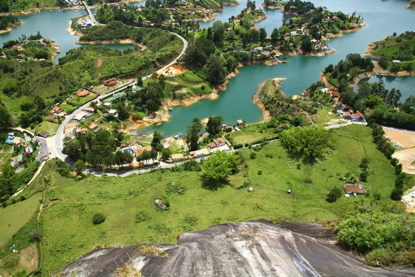 Beautiful Panoramic View Penol Reservoir Lake Giant Guatape Rock Medellin — 스톡 사진