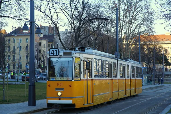 Bilancio Ungheria Febbraio 2015 Tram Offre Panoramiche Budapest Visite Turistiche — Foto Stock