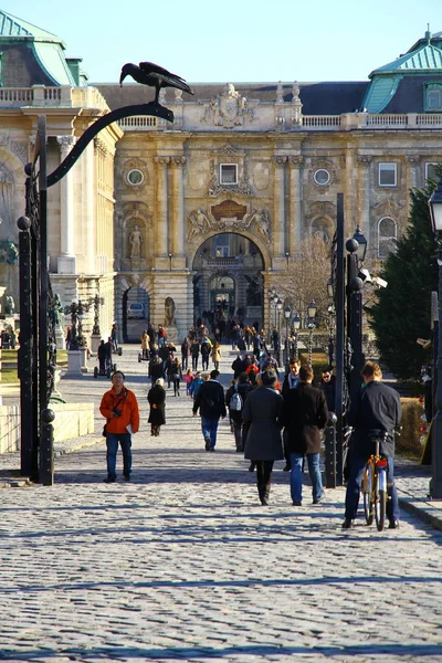 Budapest Węgry Lutego 2015 Widok Zamku Buda Słoneczny Zimowy Dzień — Zdjęcie stockowe