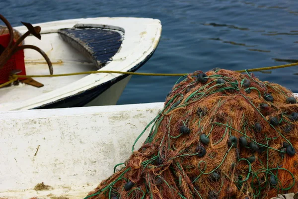 Rete Pesca Sulla Barca Sul Fiume — Foto Stock