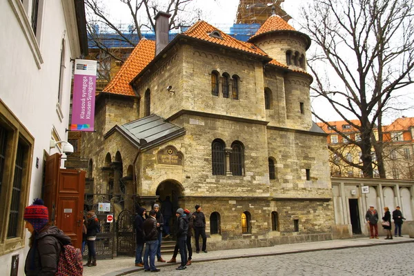 Vista Rua Com Fachadas Arquitetura Edifícios Antigos Praga Checa — Fotografia de Stock