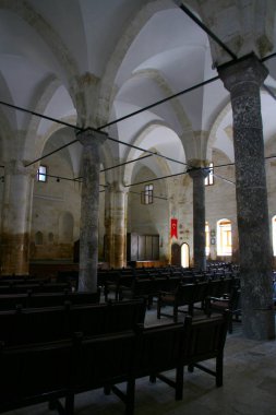 REGIE KİLİSESİ, SANLIURFA, TÜRK - 22 Ekim 2018. Regie Church 'ten bir manzara. 1861 'de kilise olarak inşa edilmiş ama sonra tütün fabrikası ve üzüm dükkanı olarak kullanılmış. Artık bir kültür merkezi..