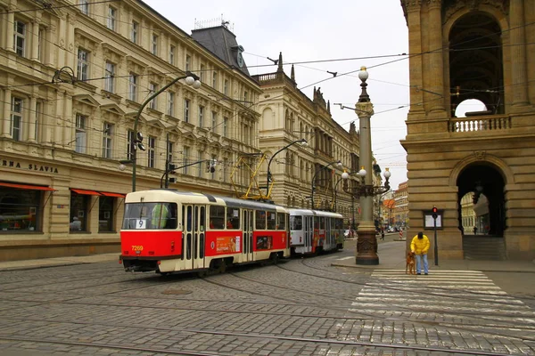 Gatuvy Med Fasader Arkitektur Gamla Byggnader Prag Tjeckien — Stockfoto