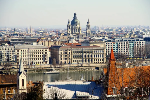 Stefansbasilikan Från Andra Sidan Donau Budapest — Stockfoto