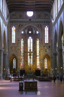 Santa CROCE BASILICA, FLORENCE, İTALYA - 5 Eylül 2016. Santa Croce Bazilikası dünyanın en büyük Fransisken kilisesidir..