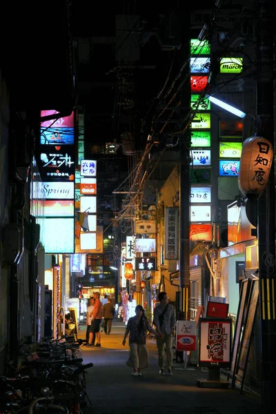 Hektisk Nattutsikt Från Kyoto Gator Japan — Stockfoto