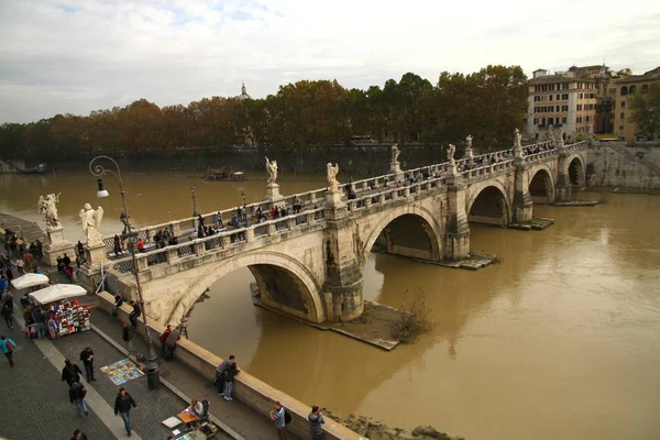 Roma Talya Kasım 2012 Angelo Köprüsü Manzarası Roma Mparatoru Hadrian — Stok fotoğraf