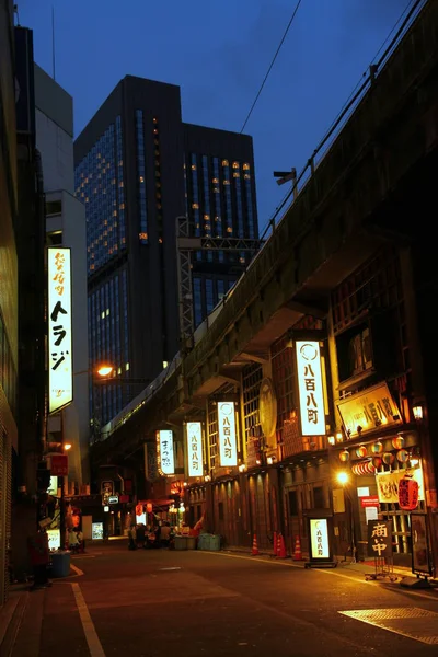 Une Vue Nocturne Animée Depuis Les Rues Kyoto Japon — Photo