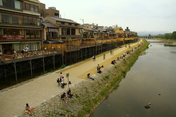 Kyoto Japan Травня 2013 Річка Камо Береги Річки Популярними Місцями — стокове фото