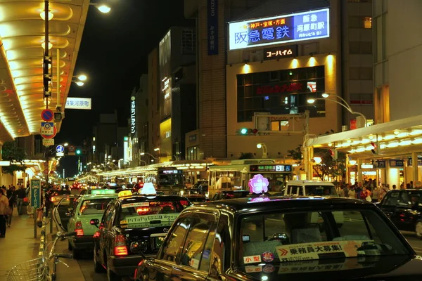Una Vista Nocturna Ocupada Desde Las Calles Kyoto Japón —  Fotos de Stock