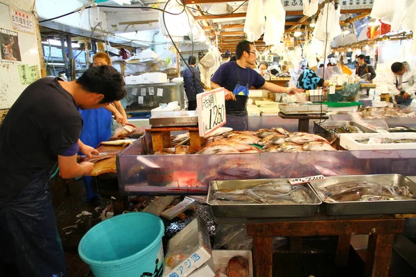 Tsukiji Fish Market Tokyo Japão Maio 2013 Tsukiji Mais Antigo — Fotografia de Stock