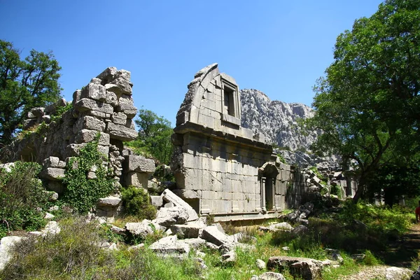 Uma Vista Antiga Cidade Termessos Antalya Turquia — Fotografia de Stock