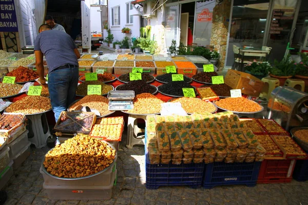 Una Vista Dal Mercato Locale Bancarelle Forniscono Frutta Verdura Fresca — Foto Stock