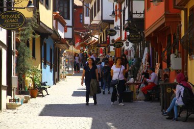 Eskisehir, Türkiye - 29 Nisan 2017. Eskisehir 'in eski kasabasından bir manzara.