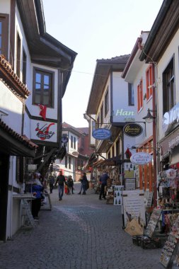 Eskisehir, Türkiye - 29 Nisan 2017. Eskisehir 'in eski kasabasından bir manzara.