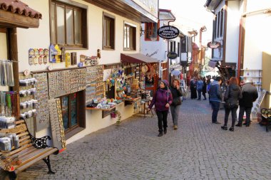 Eskisehir, Türkiye - 29 Nisan 2017. Eskisehir 'in eski kasabasından bir manzara.
