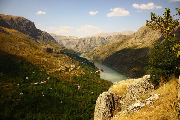 Euphrates River and Kemaliye district in Erzincan, Turkey