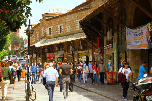 View of the busy street of town in Turkey