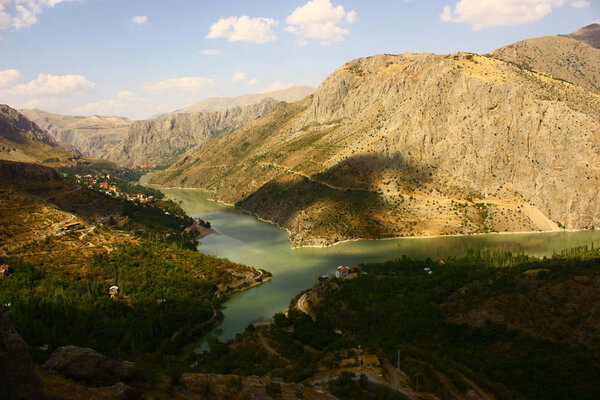 Euphrates River and Kemaliye district in Erzincan, Turkey