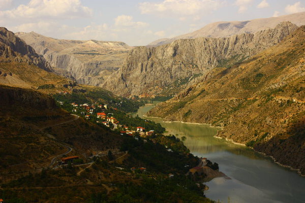 Euphrates River and Kemaliye district in Erzincan, Turkey