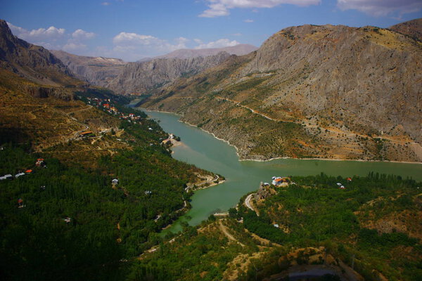 Euphrates River and Kemaliye district in Erzincan, Turkey