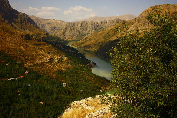 Euphrates River and Kemaliye district in Erzincan, Turkey