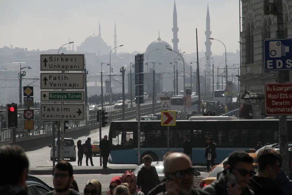 Karakoy Istanbul Outubro 2017 Uma Vista Ponte Galata — Fotografia de Stock