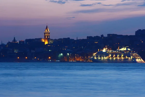 Vista Sulla Parte Costiera Della Città Notte Turchia — Foto Stock