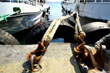 View on the water between on ferry, Turkey