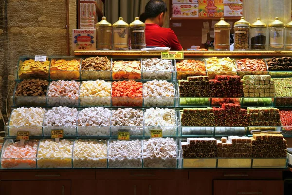 View Stalls Spices Dried Fruits Nuts Sweets Turkish Marketplace — 스톡 사진