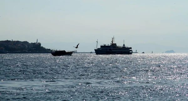 View Horizon Seascape Ferry Ships — Foto Stock