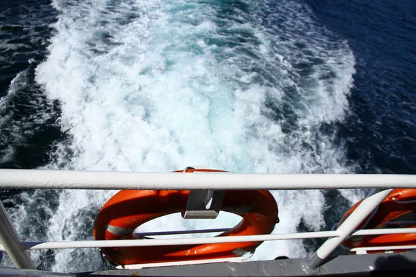 Vista Superior Espuma Del Mar Desde Ferry Turquía —  Fotos de Stock