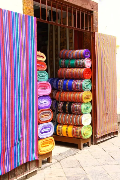 Tela Colorida Una Pila Textiles Populares — Foto de Stock