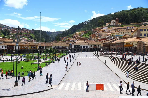 Houses Tile Roofs Church Hill Cusco Peru — Foto de Stock
