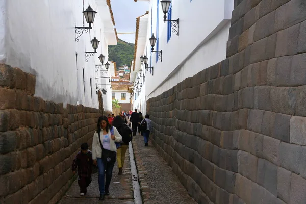 Över Gator Fasader Byggnader Staden Kullen Cusco Peru — Stockfoto