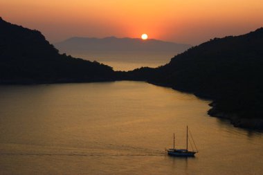 Güzel gün batımı, Fethiye, Türkiye.