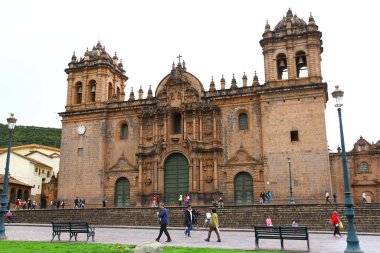 CUSCO CATHEDRAL, PLAZA DE ARMAS, CUSCO, PERU - 27 March 2019.  Beautiful Cusco Cathedral