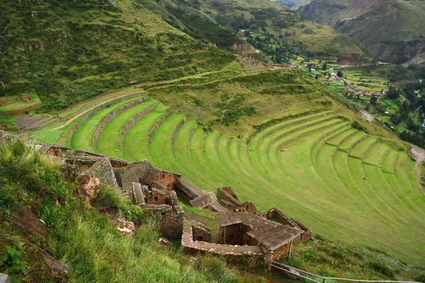 Circular Shape Inca Terraces Slopes Sacred Valley Pisac Archaeological Complex — Stock Photo, Image