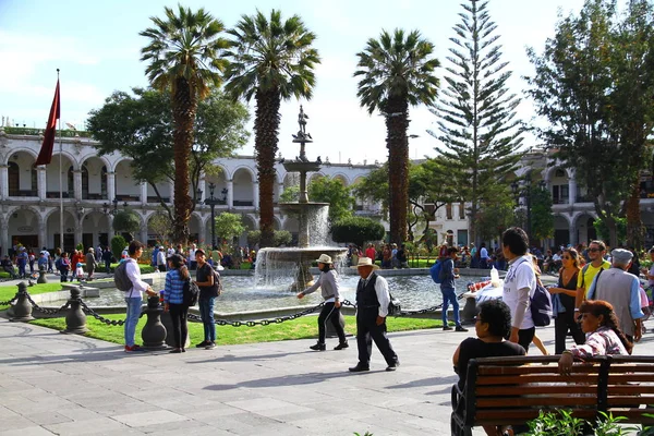 Une Vue Depuis Plaza Armas Qui Est Place Principale Ville — Photo