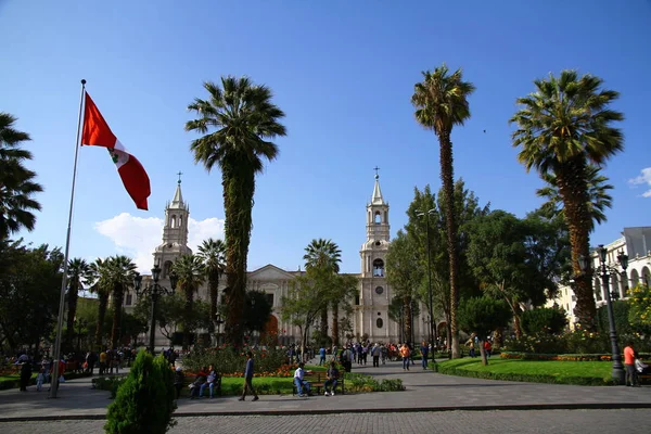 Una Vista Plaza Armas Che Piazza Principale Della Città Cattedrale — Foto Stock