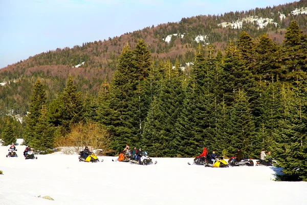 Uludag Bursa Turkey Februar 2018 Menschen Machen Motorschlittensafari Uludag Nationalpark — Stockfoto