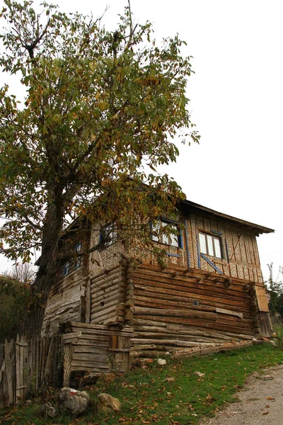夏の山の間の古い家の眺め — ストック写真