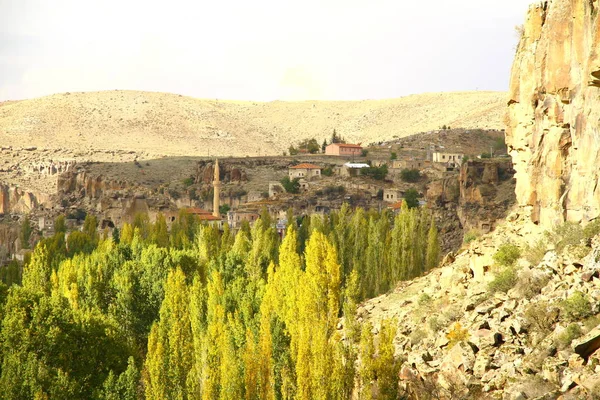 Yazın Dağların Arasındaki Evlerin Manzarası — Stok fotoğraf