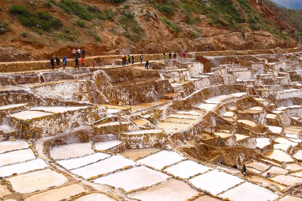 Kopalnie Soli Maras Sacred Valley Peru Kwietnia 2019 Widok Tarasy — Zdjęcie stockowe