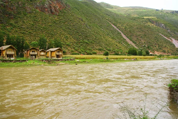 Маленькие Бунгало Реке Урубамба Священной Долине Инков Кальке Перу — стоковое фото