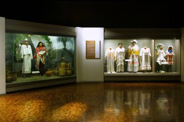 Ulusal Antropoloji Müzesi, Mexico City, Meksika - 30 Mayıs 2019. En büyük koleksiyonlara ve Mexico City 'de en çok ziyaret edilen müzeye sahip olan müzenin iç manzarası..