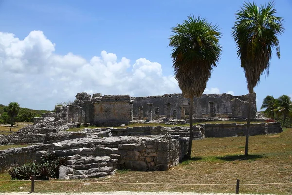 Veduta Delle Rovine Maya Nel Sito Archeologico Tulum Uno Dei — Foto Stock