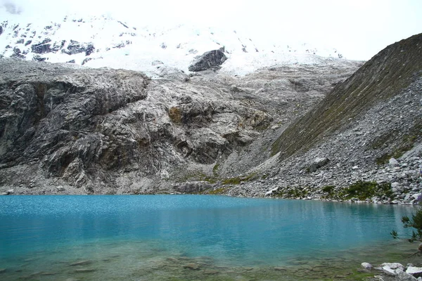 Laguna Paron Montanhas Redor Parque Nacional Huascaran Peru — Fotografia de Stock