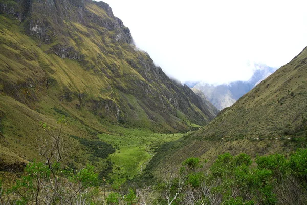 Úžasný Výhled Posvátné Údolí Mezi Horami Intipata Starověké Ruiny Inca — Stock fotografie